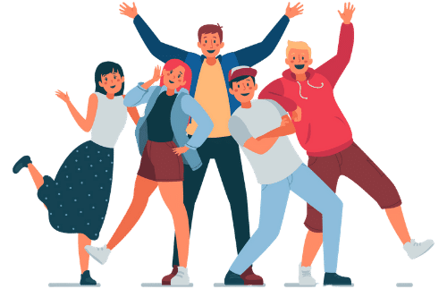 五個素描人偶，擺出歡迎您的姿勢！